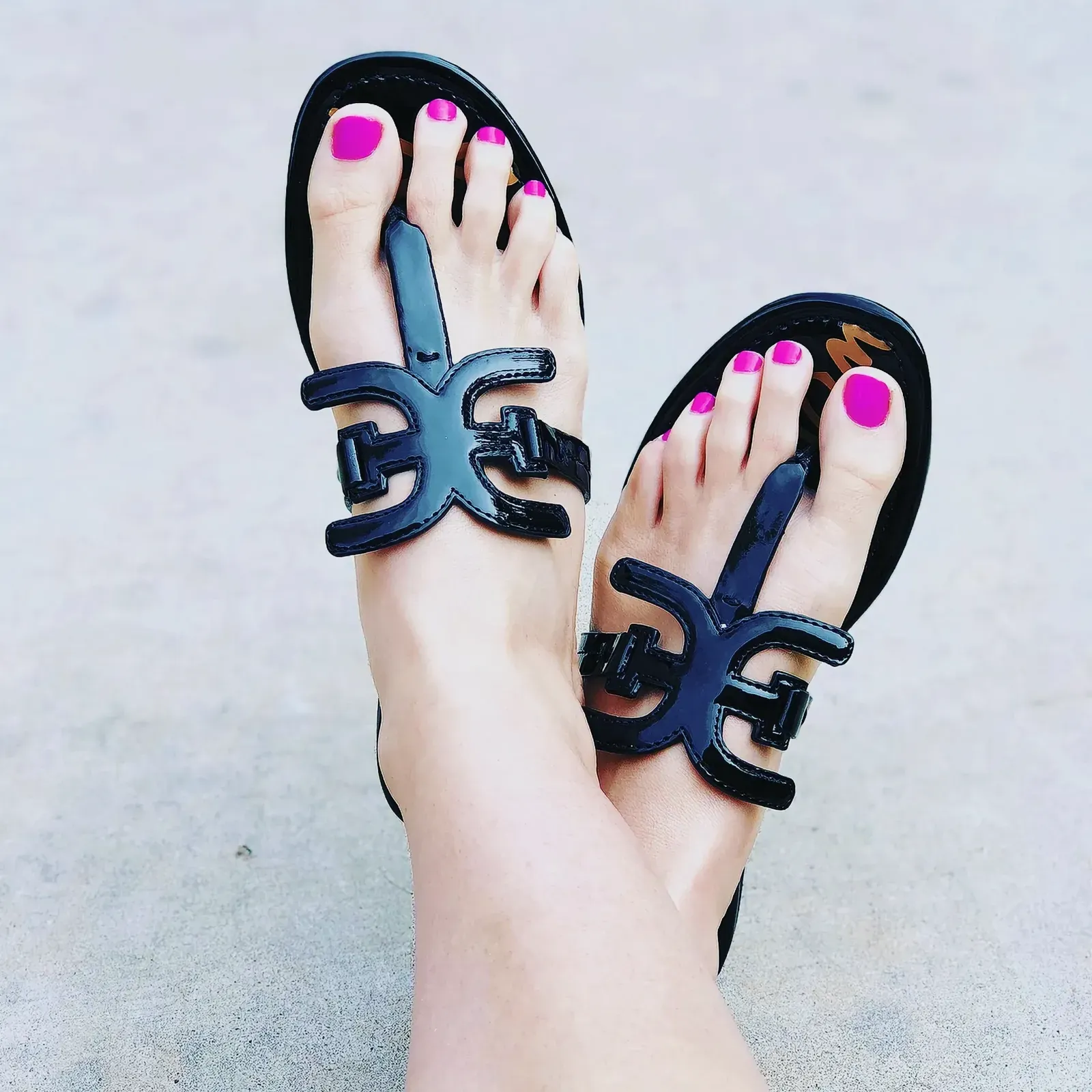 Stylish Sam Edelman Leather Sandal with painted toenails